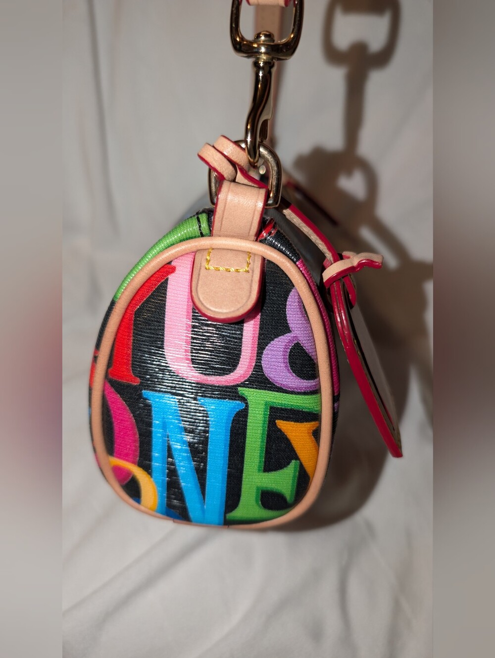 Dooney & Bourke Retro Grafica Mini Barrel Bag Rainbow Zipper Black Multi EUC - Picture 6 of 16